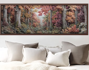 Autumn Forest Path Wall Art – Panoramic Landscape Canvas Print with Frame Option