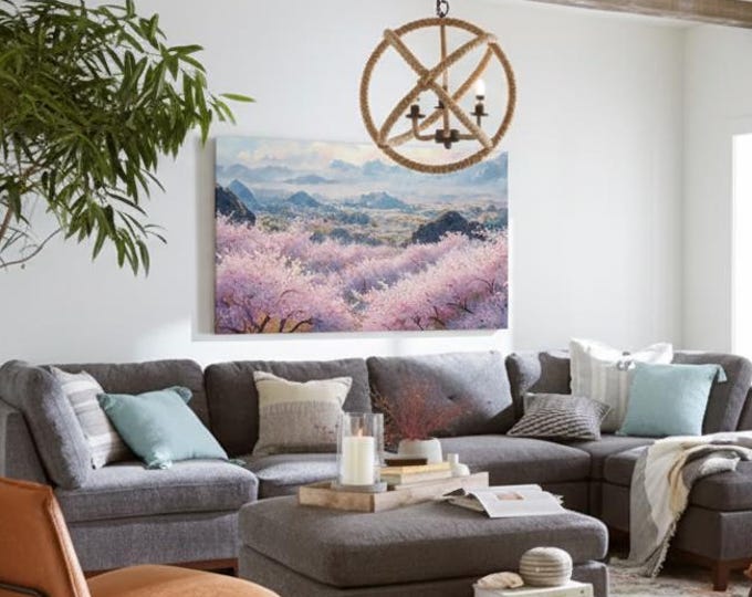 Cherry Blossom Canvas Art: Extra Large Panoramic Landscape Print