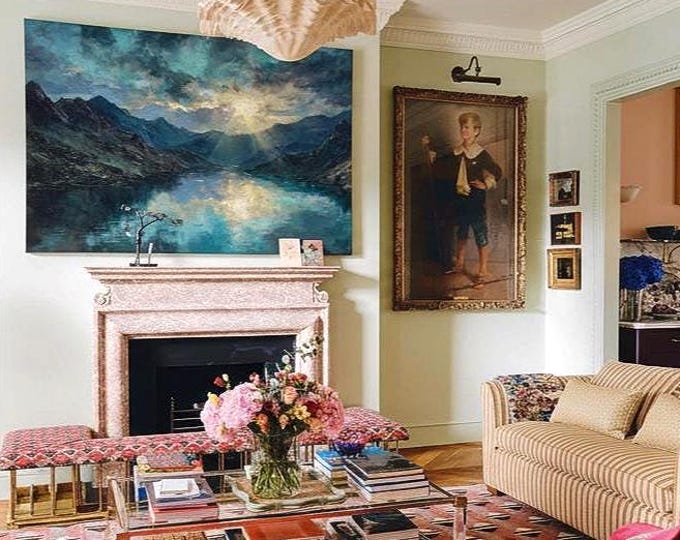 Mountain Lake Landscape Canvas Print: Large Gallery Wrapped Wall Art