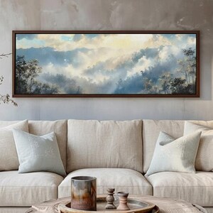 Mountain Forest Panoramic Print – Foggy Nature Wall Art for Home Decor