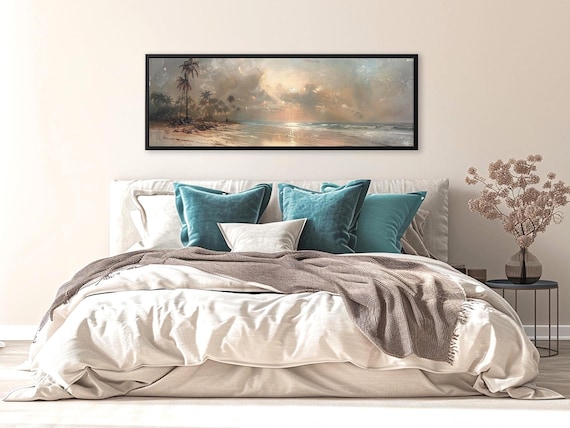 Coastal Sunset Canvas Print: Tropical Palm Tree Ocean View