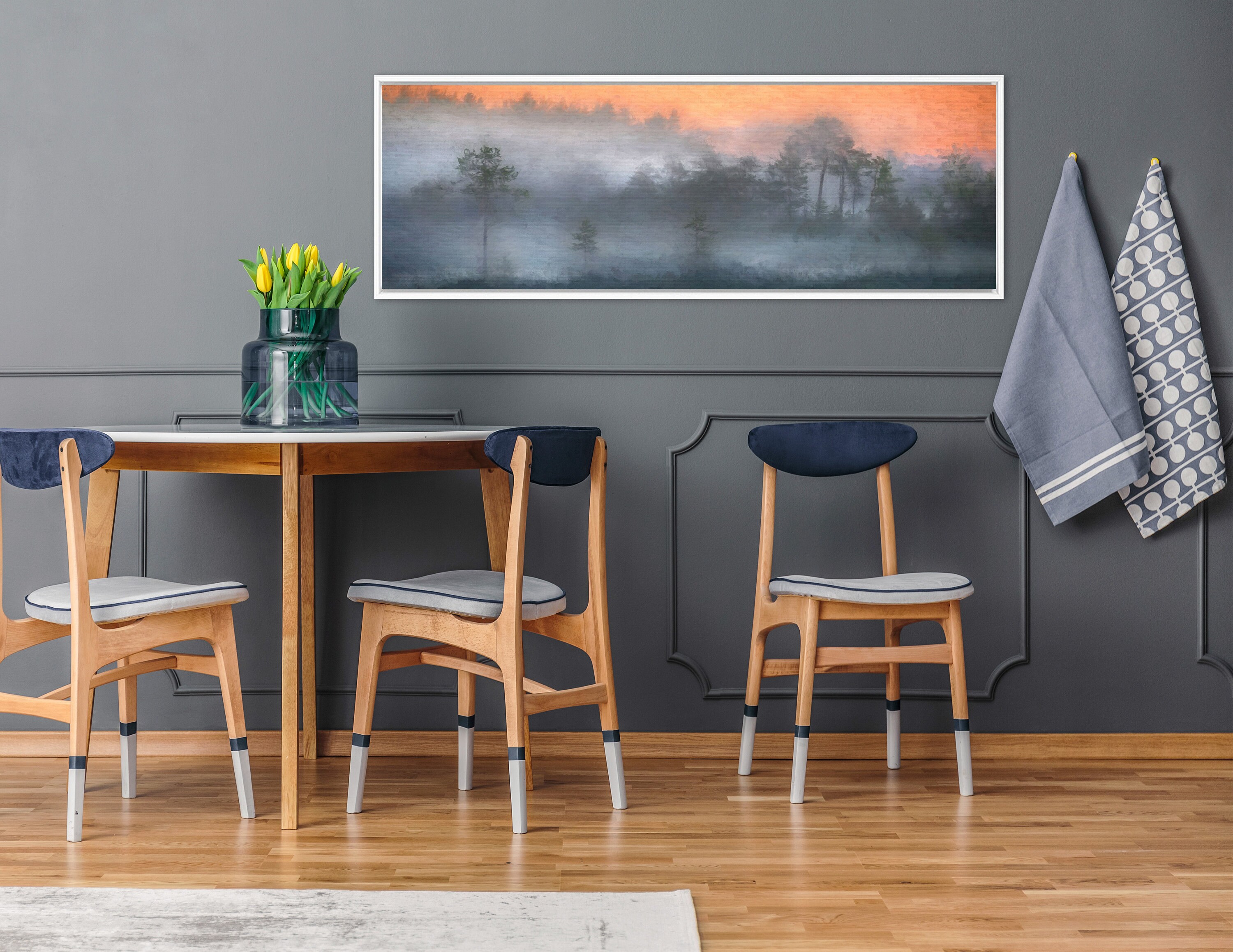 Burnt Orange And Gray Oil Landscape Painting Ready To Hang Large