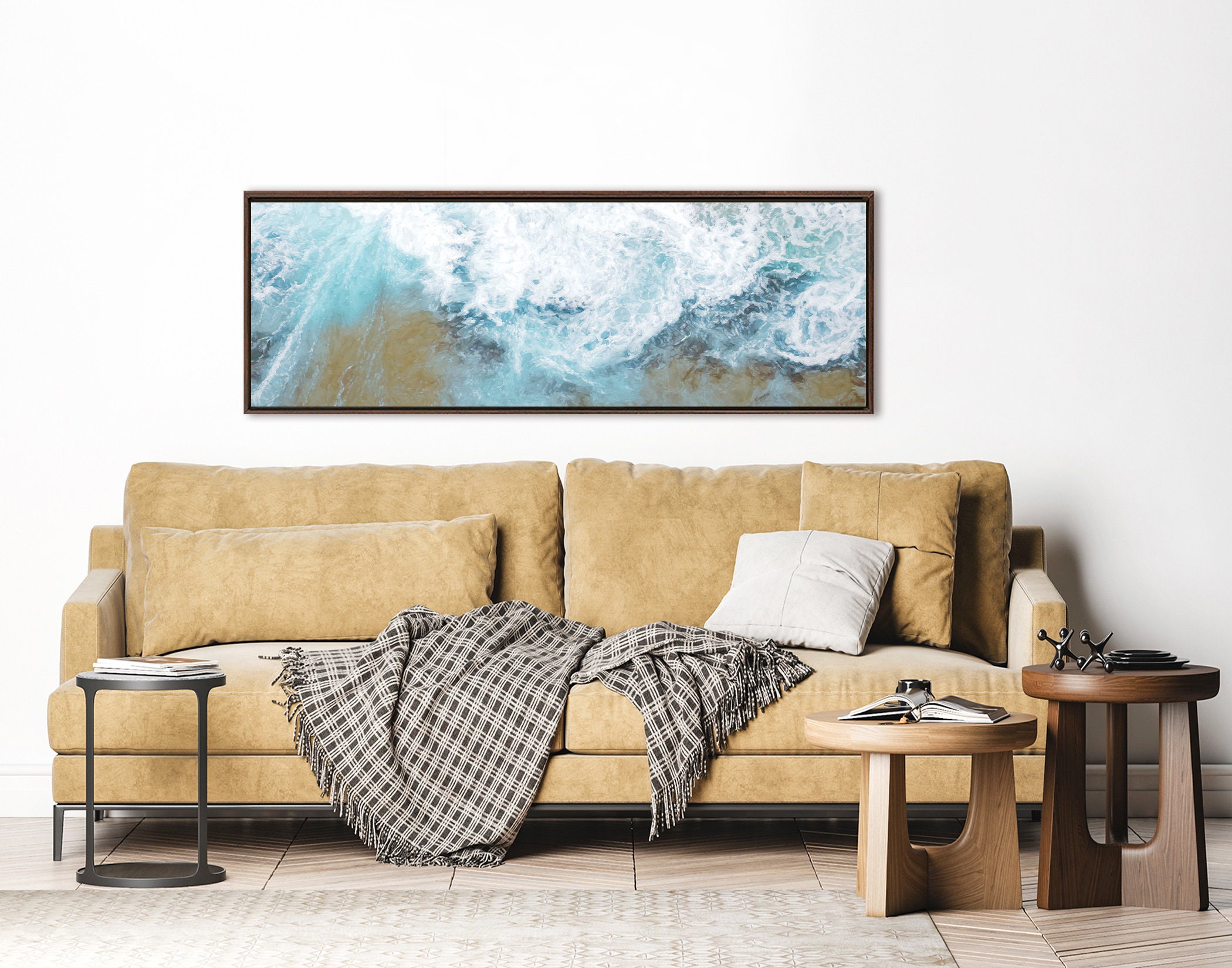 Wave, Oil Contemporary Coastal Wall Art Ready To Hang Large Panoramic