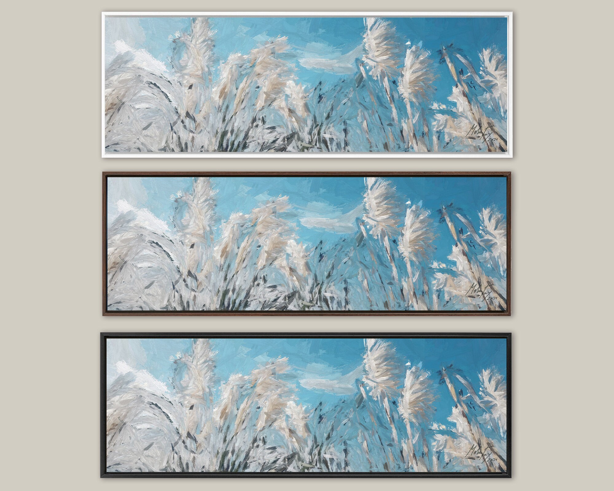 Pampas Grass Wall Art, Oil Landscape Painting On Canvas Ready To Hang
