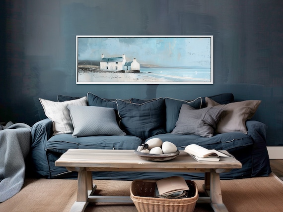 Coastal Serenity - Beach Wall Art Print on Canvas, Seaside Cottage Core, Calming Blue Wall Art