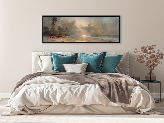Tropical Sunset Canvas Print – Coastal Wall Art with Palm Trees | Beach House Decor, Framed Ocean View Artwork, Large Wall At Hawaiian Vibes