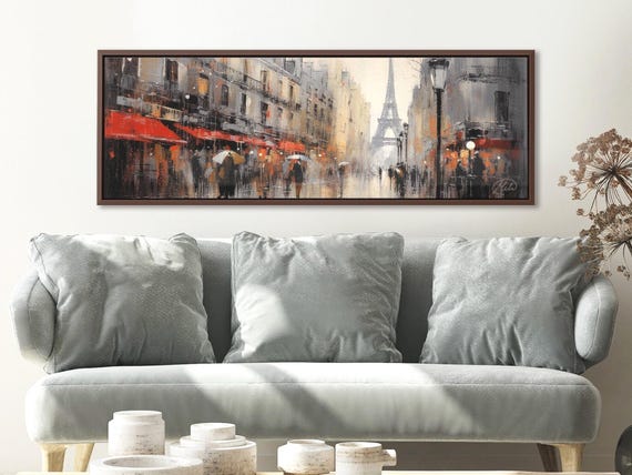Paris Wall Art – Eiffel Tower and Rainy Street Canvas Print