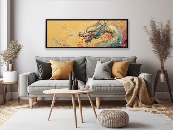 Dragon: Extra Large Modern Wall Art. Spiritual Gift for Him or Chinese New Year. Colorful Wall Art