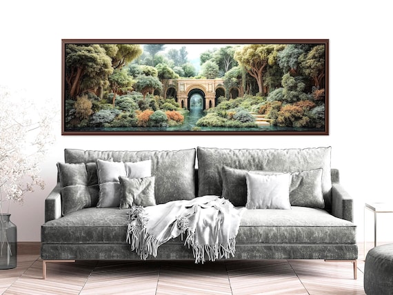 Secret Garden Large Canvas Print. Fairycore Wall Art, Goblincore Fantasy Art – Cottagecore Decor. Whimsical Surreal Magical Forest Wall Art