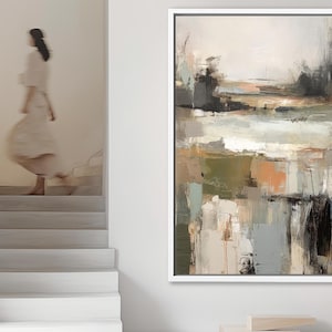Minimalist Abstract Canvas Print: Neutral Colors Japandi Wabi Sabi Wall Art