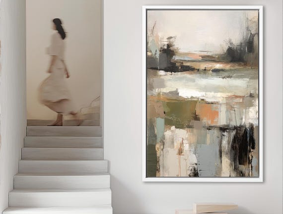 Minimalist Abstract – Neutral Wall Art, Textured Abstract Painting, Trendy Wall Art, Japandi Print, Wabi Sabi Aesthetic, Extra Large Canvas