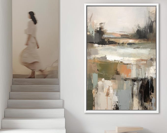 Minimalist Abstract Canvas Print: Neutral Colors Wabi Sabi Wall Art