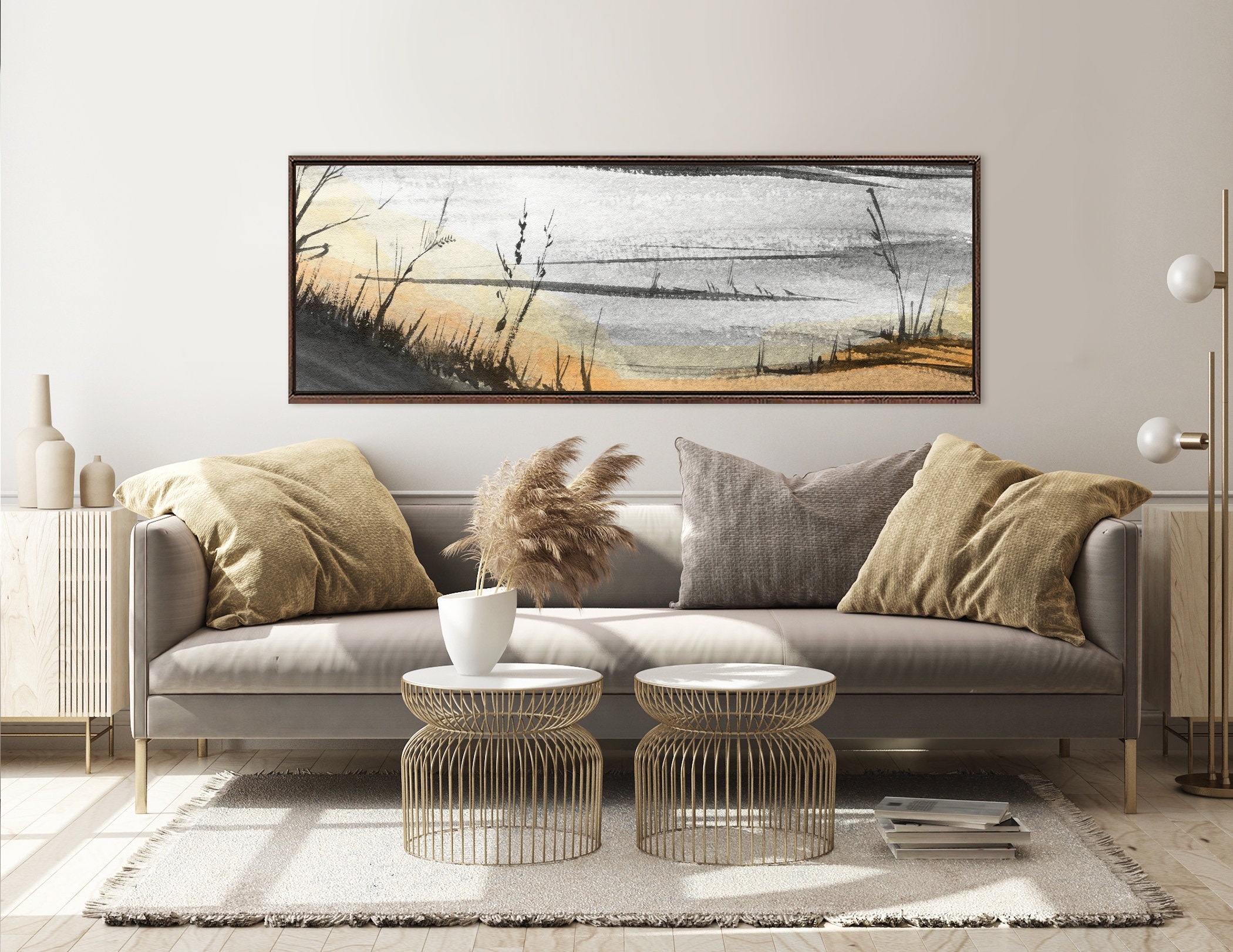 Frozen lake, watercolor landscape painting - ready to hang large ...
