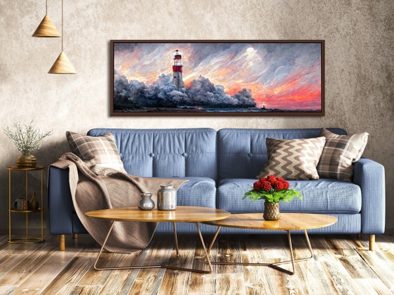 Sunrise Ocean Wall Art, Landscape Painting On Canvas By Mela - Large Gallery Wrapped Canvas Wall Art Prints With Or Without Floating Frames.