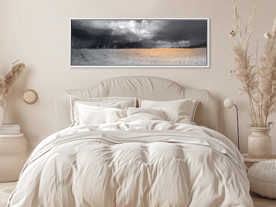 Storm's Approach over Golden Fields - Moody Landscape Canvas Print