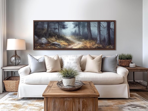 Dark Forest Canvas – Moody Pine Tree Landscape Wall Art Print