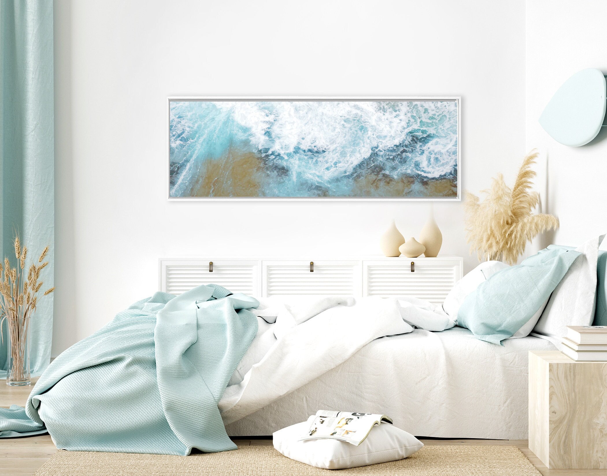 Wave, Oil Contemporary Coastal Wall Art Ready To Hang Large Panoramic