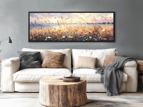 Wildflower Meadow Canvas – Panoramic English Countryside Wall Art