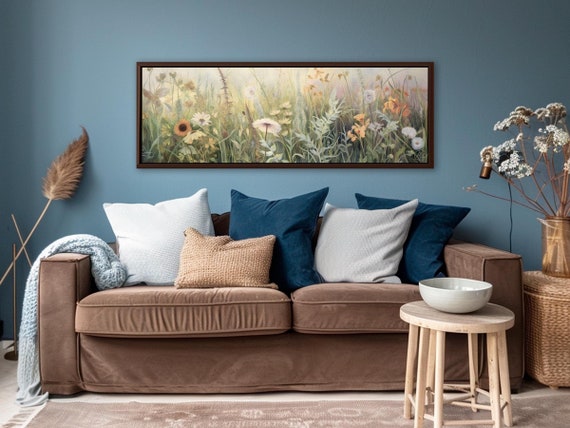 Floral Meadow Wall Art, Artwork On Canvas - Ready To Hang Large Canvas Print.
