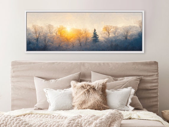 Winter Forest Wall Art, Oil Landscape Painting On Canvas By Mela - Large Gallery Wrapped Canvas Wall Art Prints With/Without Floating Frames