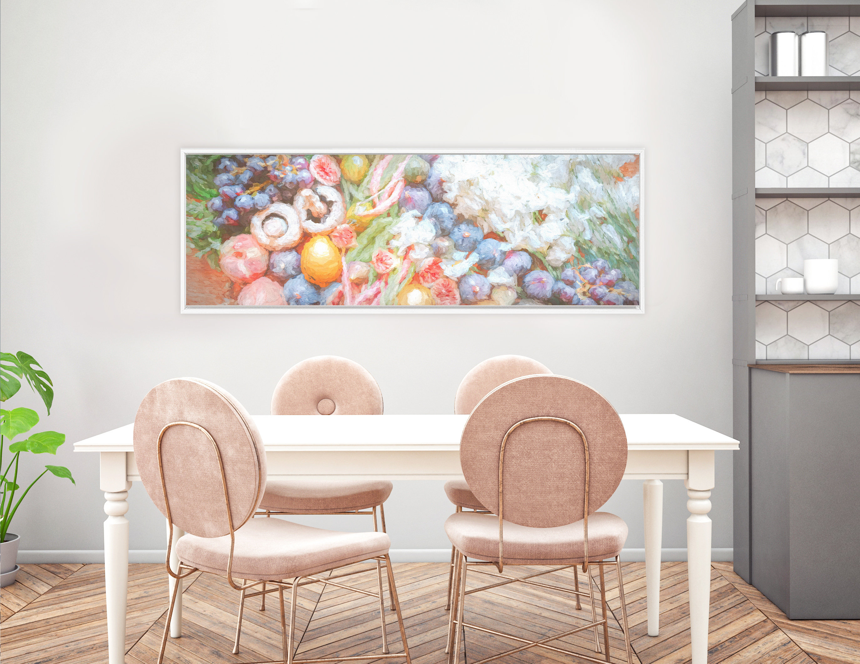 Fruits still life. Kitchen wall art, oil painting on canvas ready