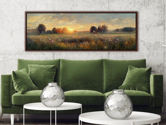 Meadow Sunset Wall Art on Canvas By Mela - Large Gallery Wrapped Canvas Art Prints With Or Without Floating Frames.