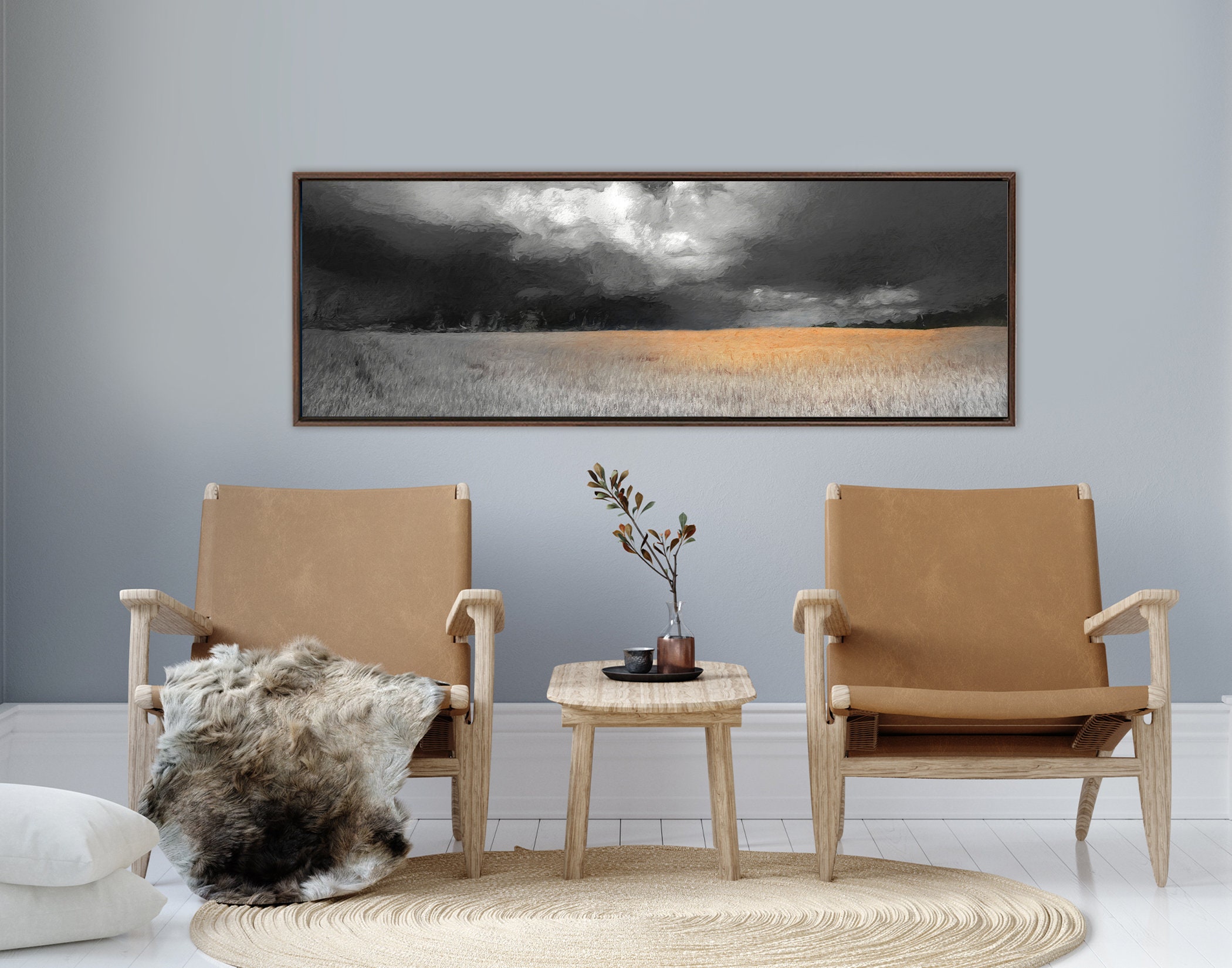Burnt Orange And Gray Oil Landscape Painting On Canvas Ready To Hang