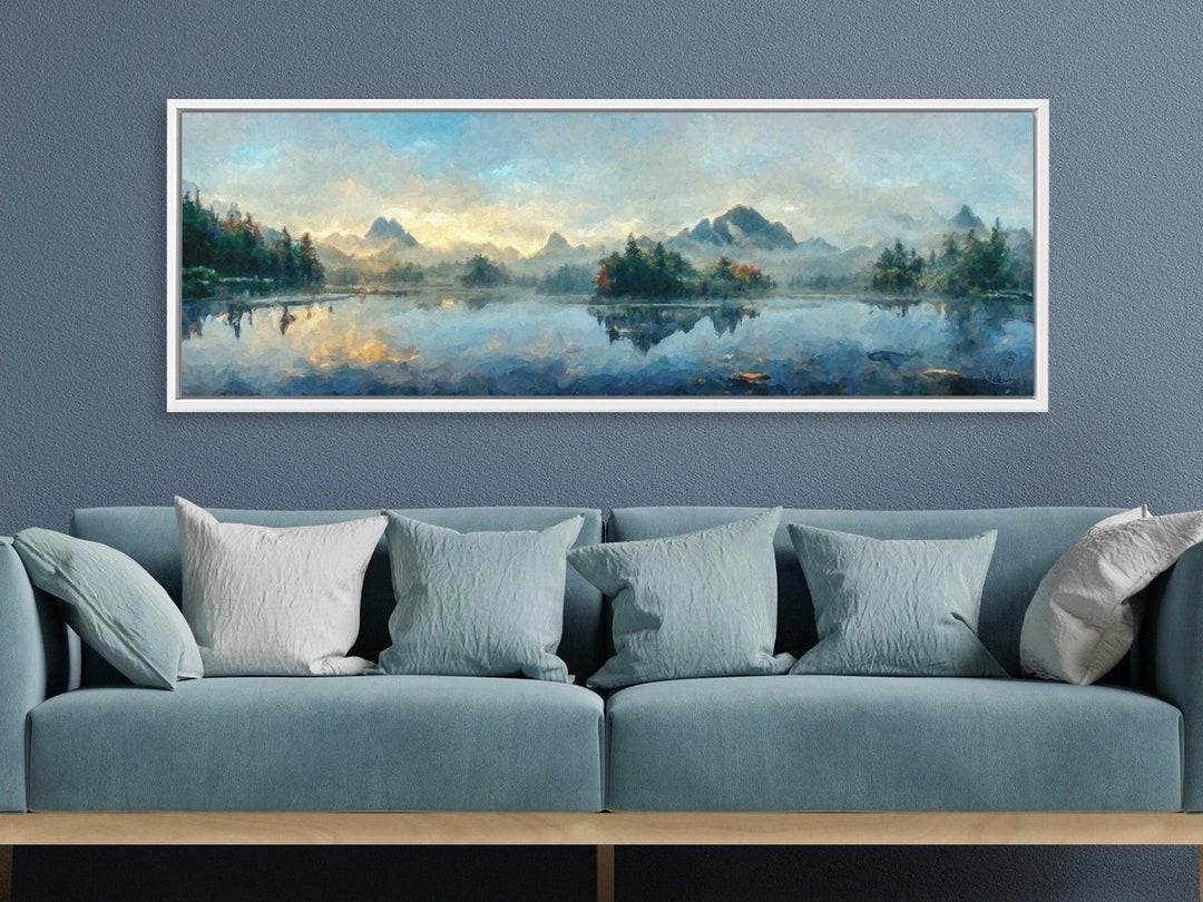 Mountain Lake Wall Art Oil Landscape Painting on Canvas by Etsy