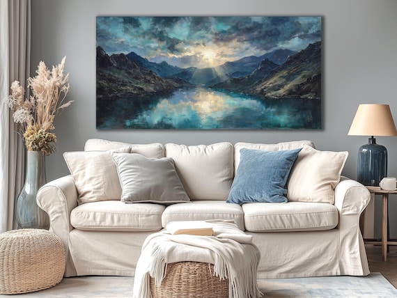 Mountain Lake Landscape Canvas Print: Large Gallery Wrapped Wall Art