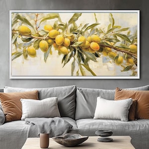 Olive Branch Canvas Print – Extra Large Wall Art, Botanical Print, Framed Wall Art, Mediterranean And French Country Art, Wabi Sabi Decor