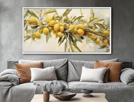 Olive Branch Canvas Print – Extra Large Wall Art, Botanical Print, Framed Wall Art, Mediterranean And French Country Art, Wabi Sabi Decor