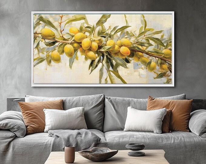 Olive Branch Canvas Print: Mediterranean Framed Wall Art
