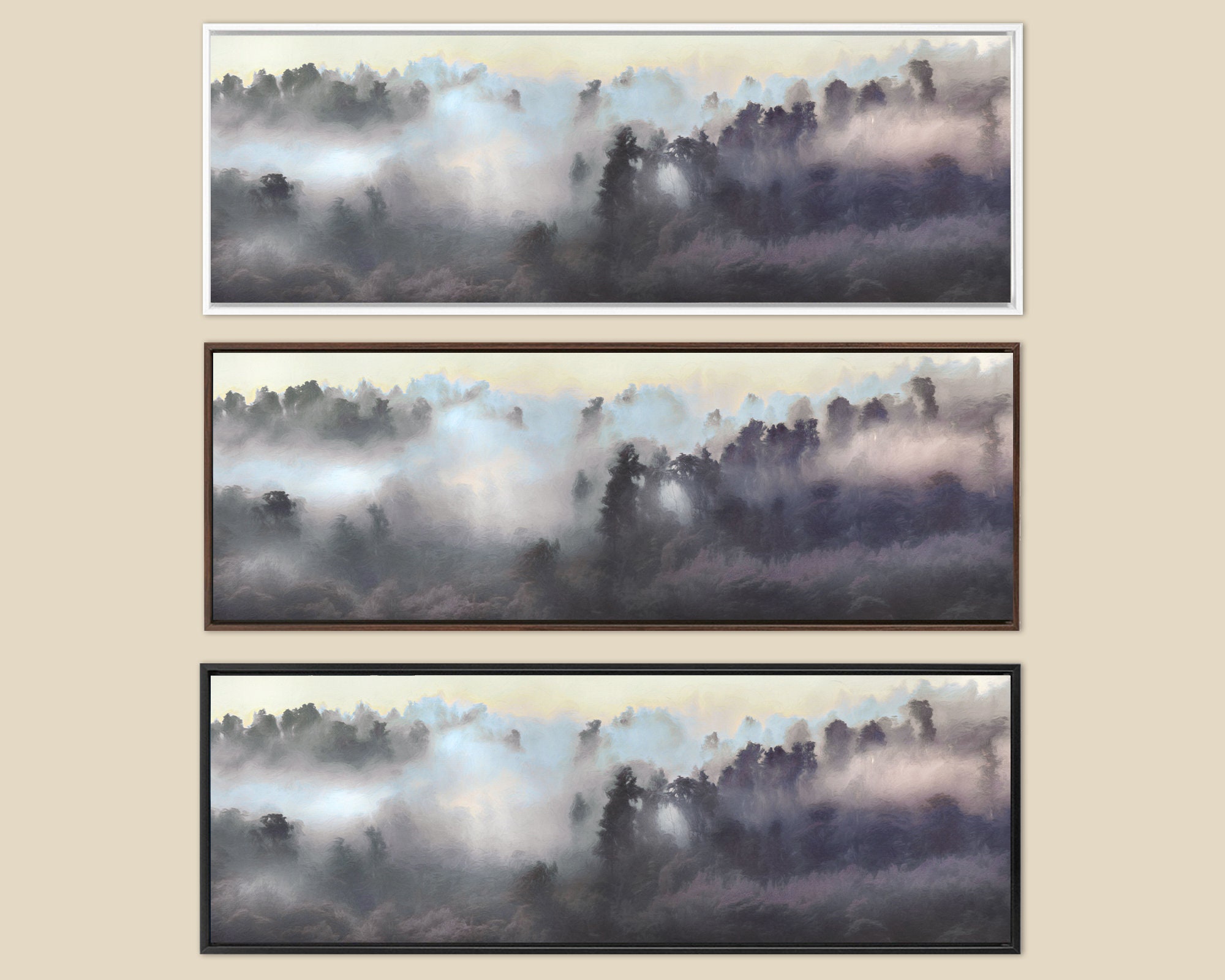 Foggy mountain forest, oil landscape painting on canvas - ready to hang ...