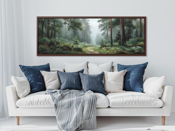 Panoramic 3D Optical Illusion Canvas: Moody Woodland Wall Art