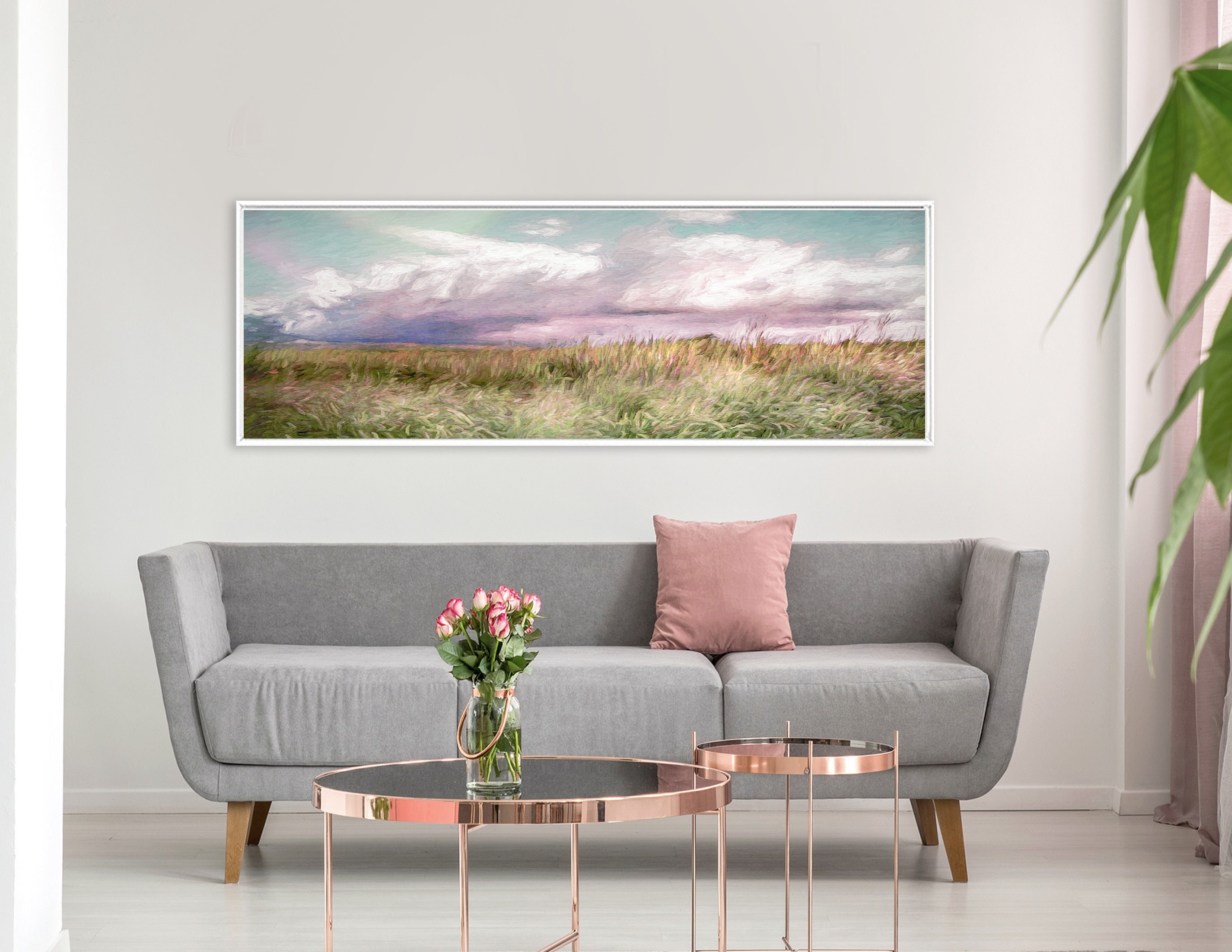 Meadow, Oil Landscape Painting On Canvas Ready To Hang Large