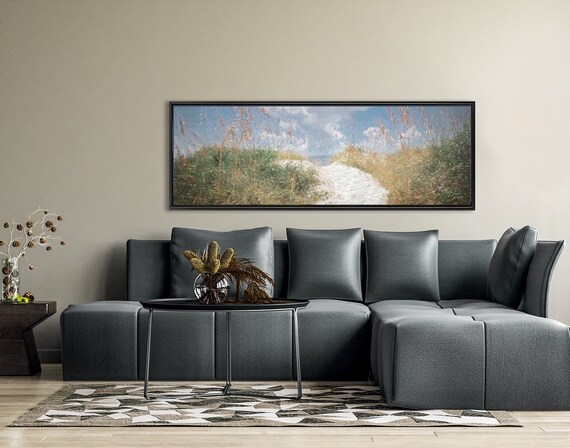 Pampas Grass Wall Art, Oil Landscape Painting On Canvas - Ready To Hang Large Wrapped Canvas Wall Art Prints With Or Without Floating Frames