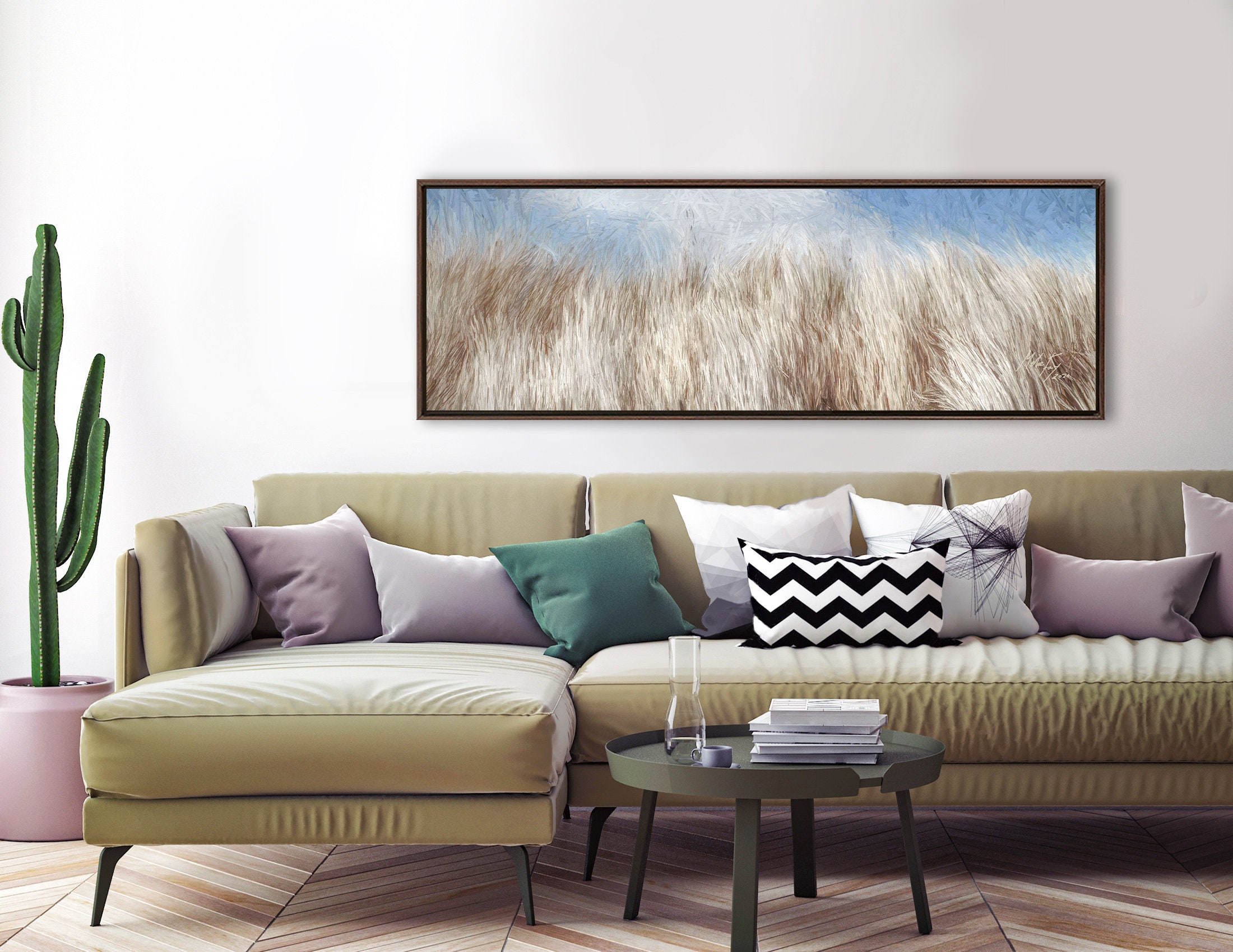 Pampas Grass Wall Art, Oil Landscape Painting On Canvas Ready To Hang