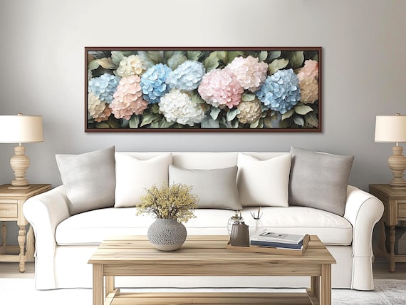 Hydrangeas Impressionist Painting Wall Art Ultra Realistic Flowers - Romantic Style Canvas Wall Art Impression 3d Room Decor Aesthetic