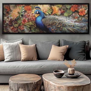 Peacock Canvas Art: Vintage Style Maximalist Print