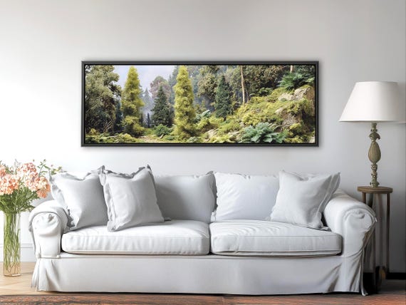Forest Cottagecore Decor, Cottagecore 3D Wall Art. Large Panoramic Canvas Art Print, Bookshelf Decor, Fairycore, Goblincore Print
