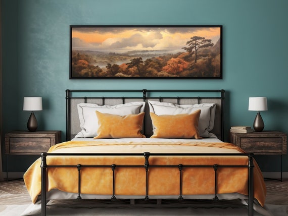 Autumn Mountain Forest Landscape Wall Art, Oil Painting On Canvas By Mela - Large Panoramic Canvas Art Prints With / Without Floating Frames