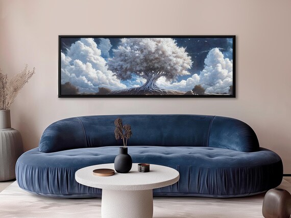 White Tree of Life Canvas Art: Large Fantasy Panoramic Print