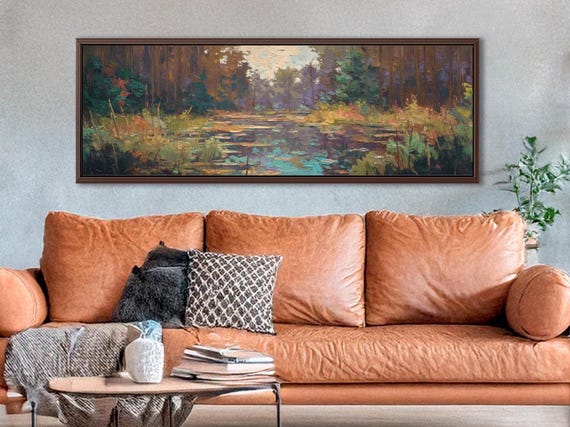 Horizontal Modern Wall Art Framed - Contemporary Wall Art Print - Wide Wall Art - Panoramic Above Bed Decor - Large Wall Art - Boho Art