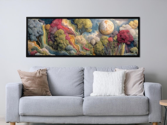 Moss Style Abstract Canvas – Panoramic Surreal Landscape Wall Art by Mela Fay