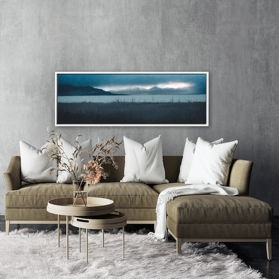 Foggy Mountain Lake Landscape, Oil Painting On Canvas by Mela - Large Gallery Wrapped Canvas Wall Art Prints With Or Without Floating Frames