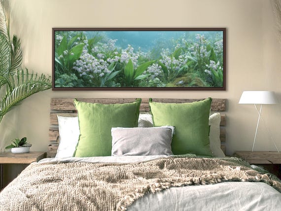 Lily Of The Valley, Wildflowers Field Canvas Framed, Botanical Wall Art Print On Canvas, Nature Lovers Gift, Wildflower Print, Above bed Art