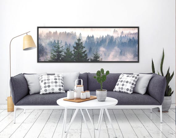 Foggy Mountain Forest Canvas Print: Ready to Hang Panoramic Landscape Wall Art