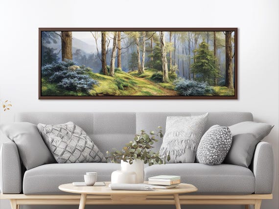 Forest Wall Art Print, Long Horizontal Wall Art, Forbidden Forest Home Decor Items Aesthetic, Room Decor Aesthetic Cozy Home and Style