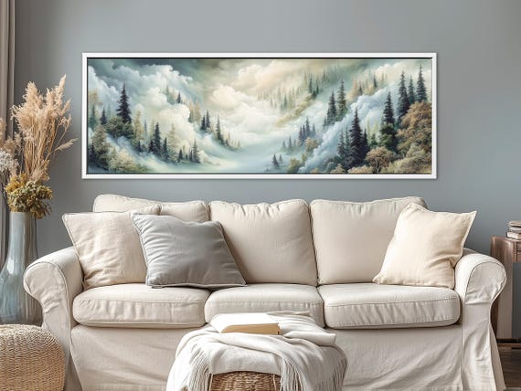Nature Inspired Canvas Artwork – Foggy Forest Panoramic Wall Art