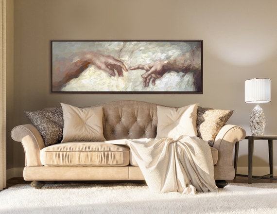 Michelangelo'S Creation Of Adam - Ready To Hang Large Panoramic Gallery Wrap Canvas